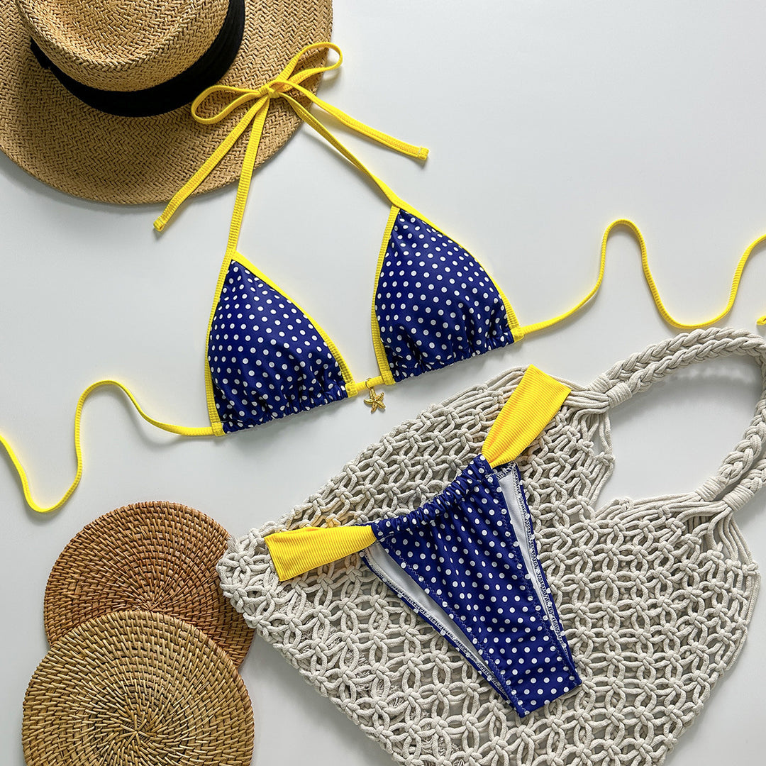 Women's Triangle Bikini with Stylish Polka Dot Pattern Mune Fashion