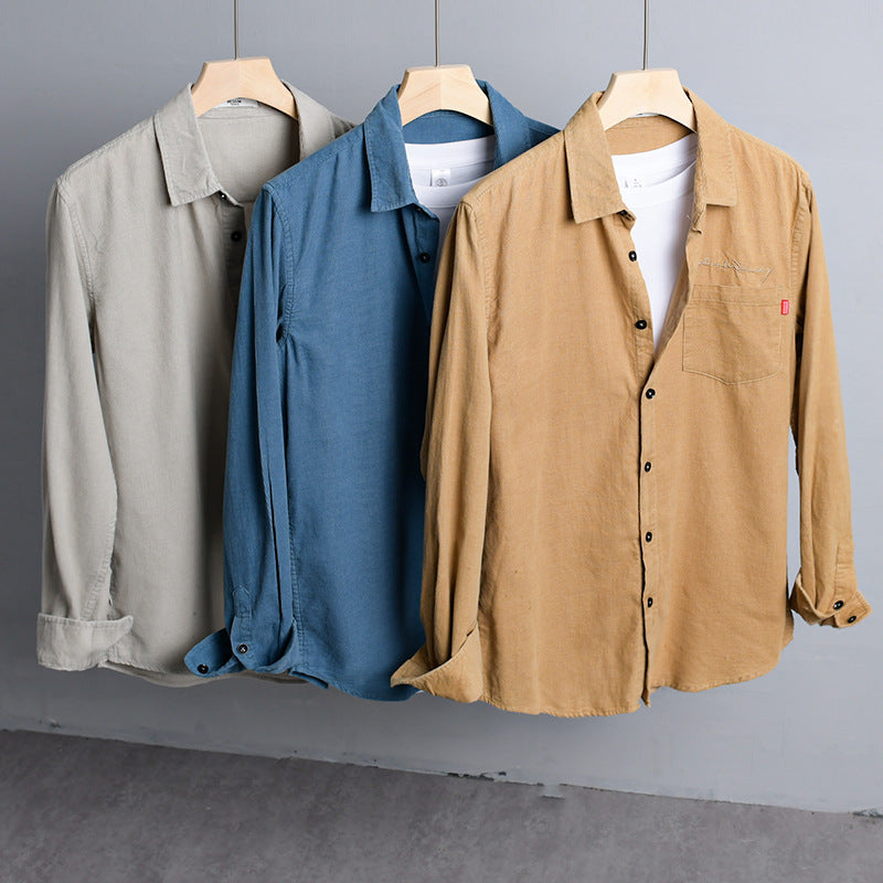 Men's Lightweight Cotton Shirt in Relaxed Fit with Chest Pocket and Soft Wash Mune Fashion