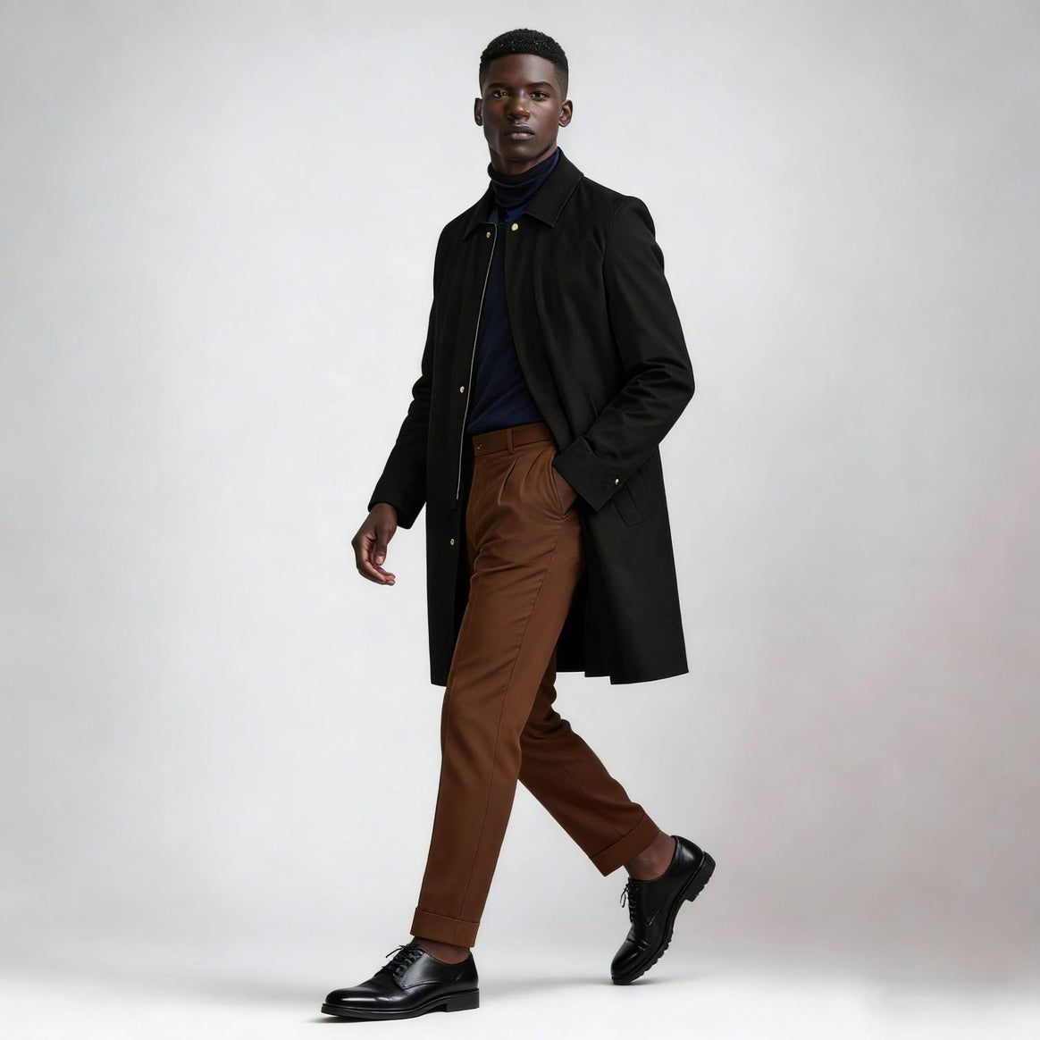 Men's classic knee-length coat with concealed button placket Mune Fashion