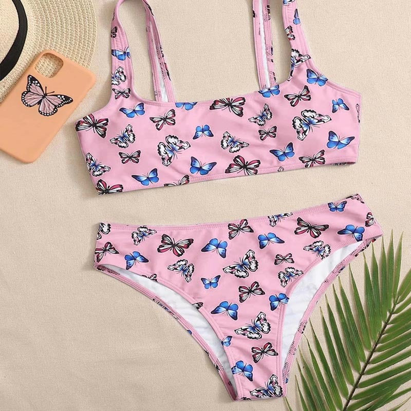 Women's bikini set with colorful butterfly pattern Mune Fashion