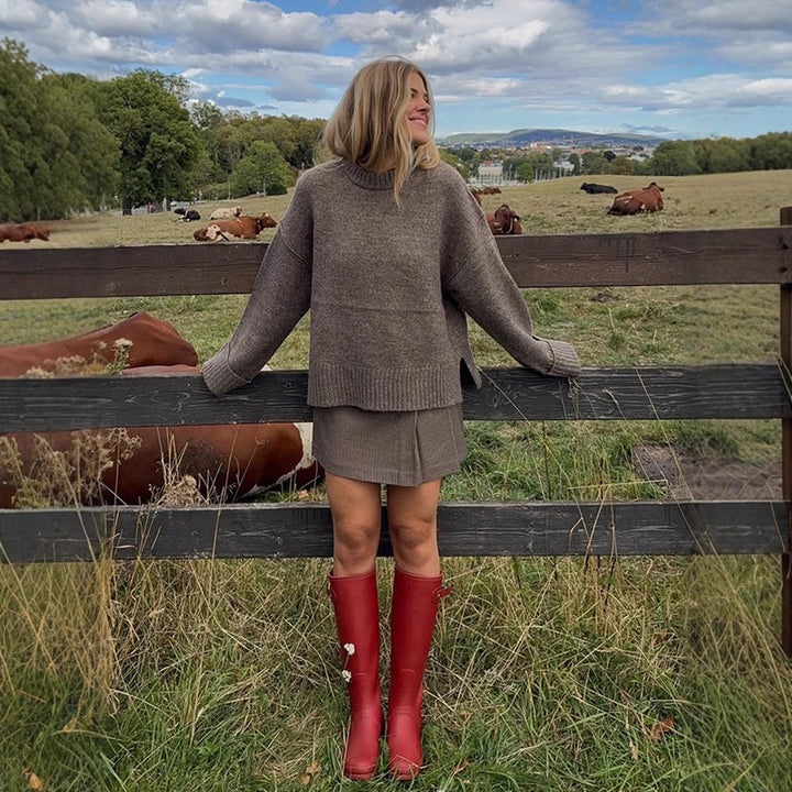 Women's waterproof knee-high rubber boots with adjustable shaft Mune Fashion