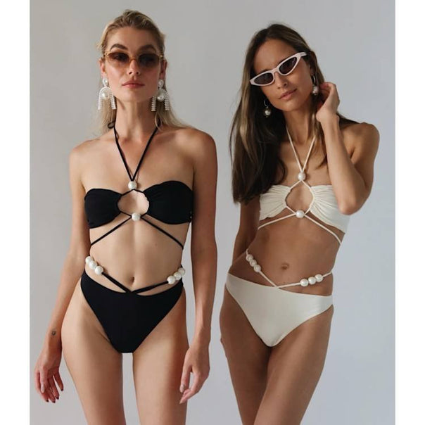 Women's bikini set with sophisticated lines and elegant pearl details Mune Fashion