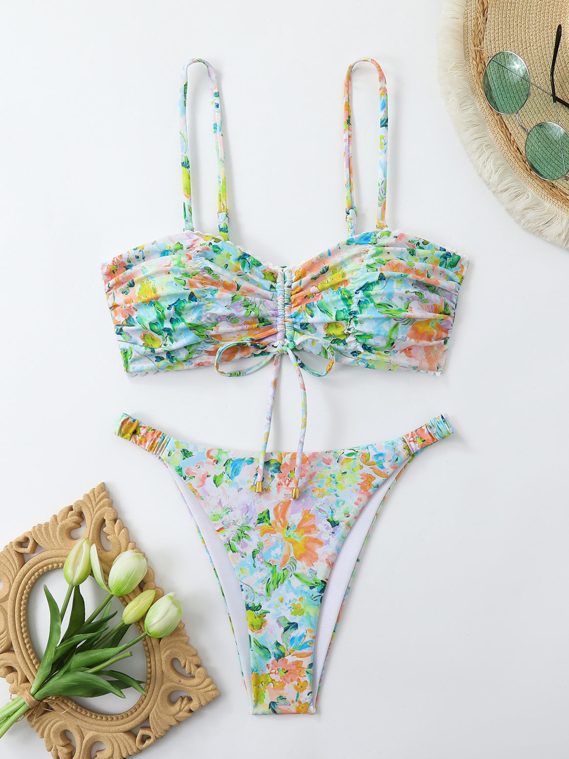 Women's bikini set with gathered top and high-waisted pants Mune Fashion