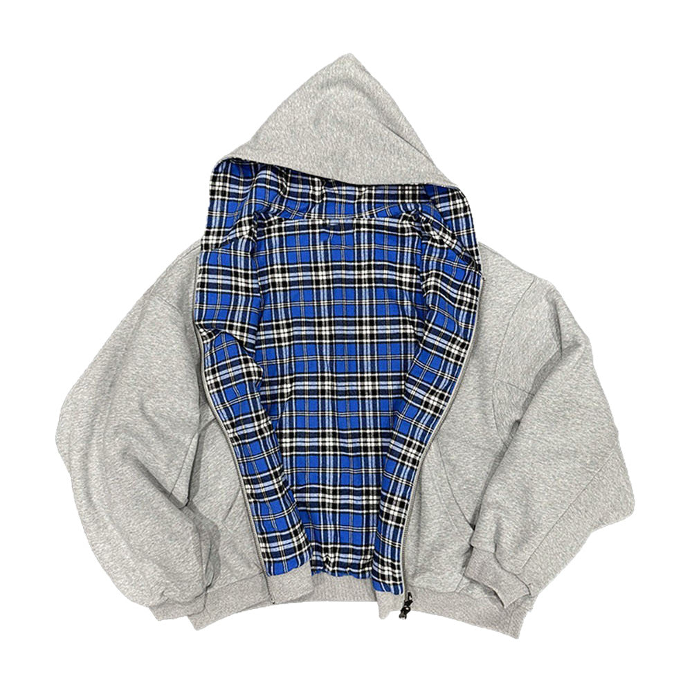 Men's Padded Hoodie with Checked Lining and Full-Length Zipper Mune Fashion