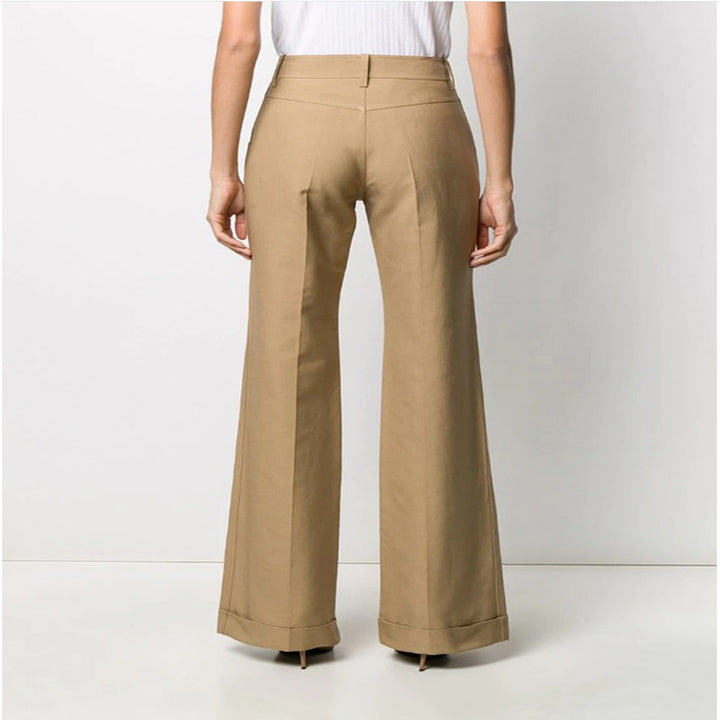Women High-Waisted Wide Tailoring Pants with Pleat and Cuff Mune Fashion
