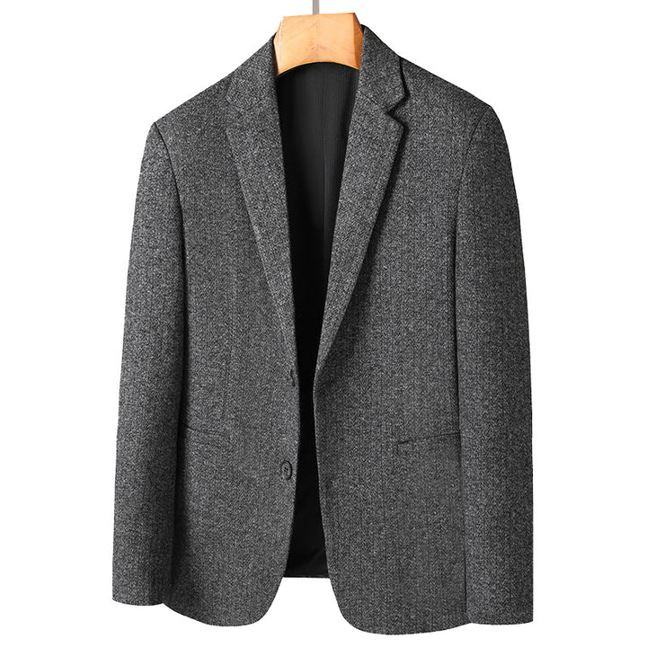 Men Half-lined Structured Blazer with fine Pinstripe Look and Two-button Silhouette Mune Fashion