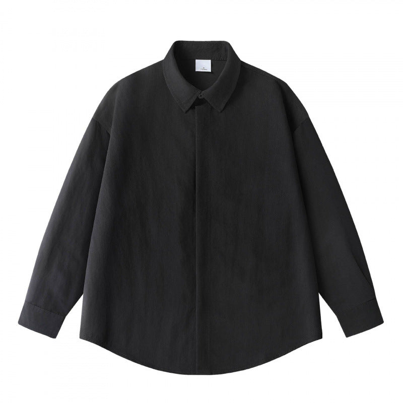 Unisex Oversize Linen Shirt with Concealed Button Placket and Dropped Shoulder Mune Fashion