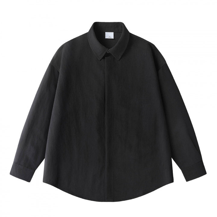 Unisex Oversize Linen Shirt with Concealed Button Placket and Dropped Shoulder Mune Fashion