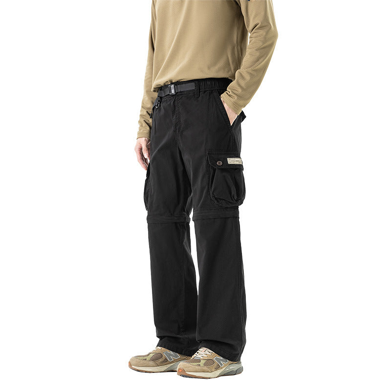 Herren Abnehmbare Cargo-Zip-Hose mit Reißverschluss-Bein, Multifachtaschen und integriertem Gürtel Mune Fashion