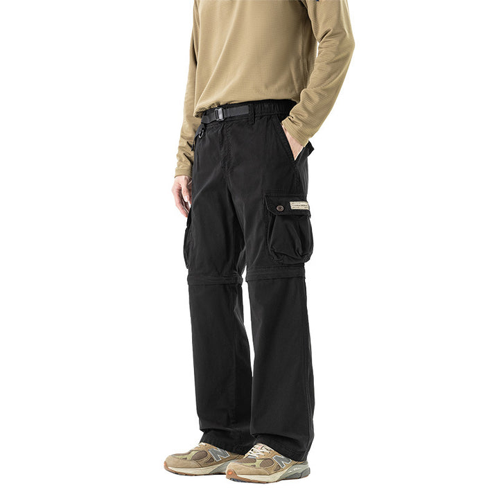 Herren Abnehmbare Cargo-Zip-Hose mit Reißverschluss-Bein, Multifachtaschen und integriertem Gürtel Mune Fashion