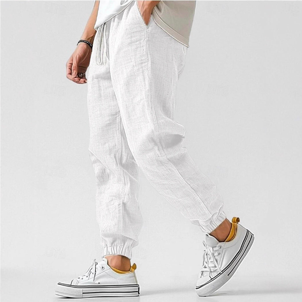 Men's Comfortable Pants with Elastic Waistband and Side Pockets EB