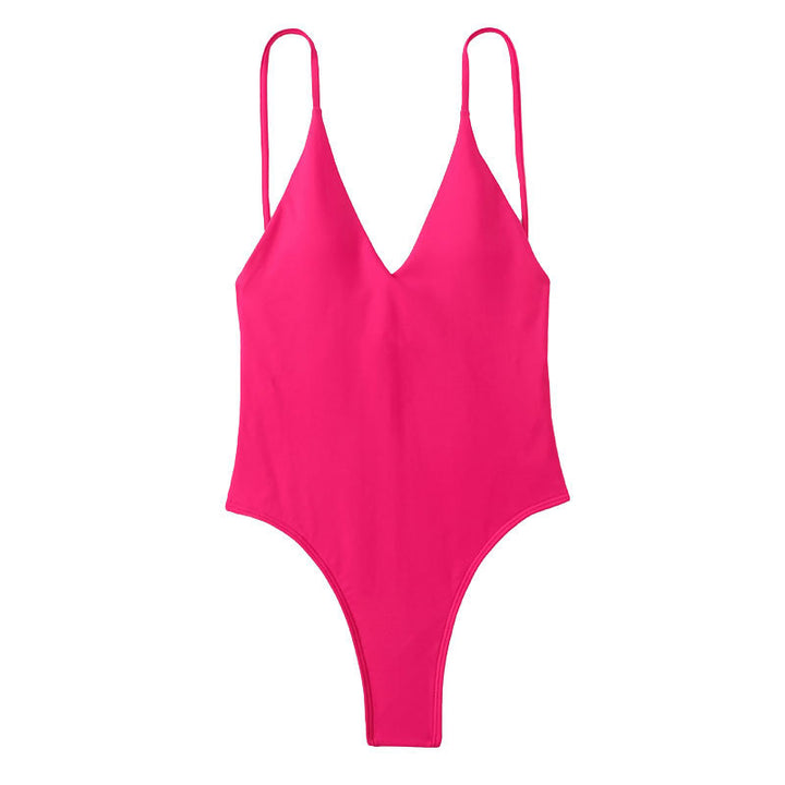 Women's One-Piece Swimsuit with Elegant V-Neck Mune Fashion