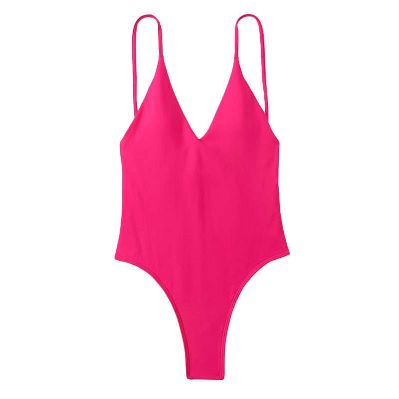 Women's One-Piece Swimsuit with Elegant V-Neck Mune Fashion