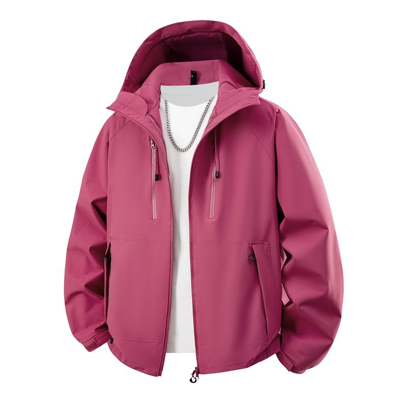 Men's matte softshell hooded jacket with welded seams, two-way zipper and adjustable drawstring hem Mune Fashion