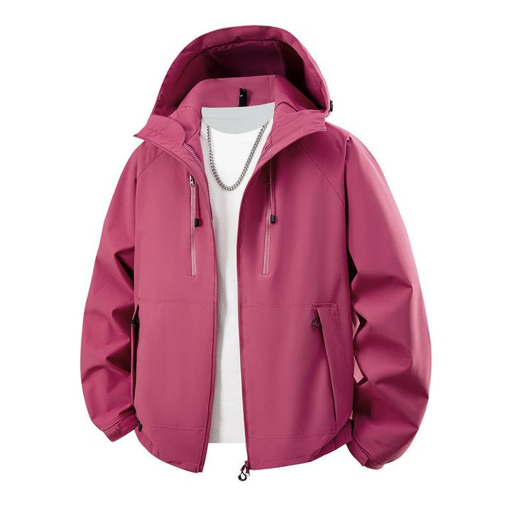 Men's matte softshell hooded jacket with welded seams, two-way zipper and adjustable drawstring hem Mune Fashion