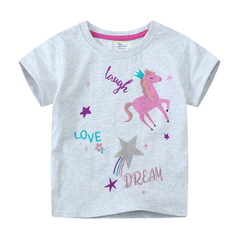 Girl's T-shirt with colorful unicorn design and inspirational lettering Mune Fashion