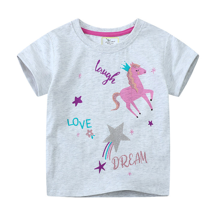 Girl's T-shirt with colorful unicorn design and inspirational lettering Mune Fashion