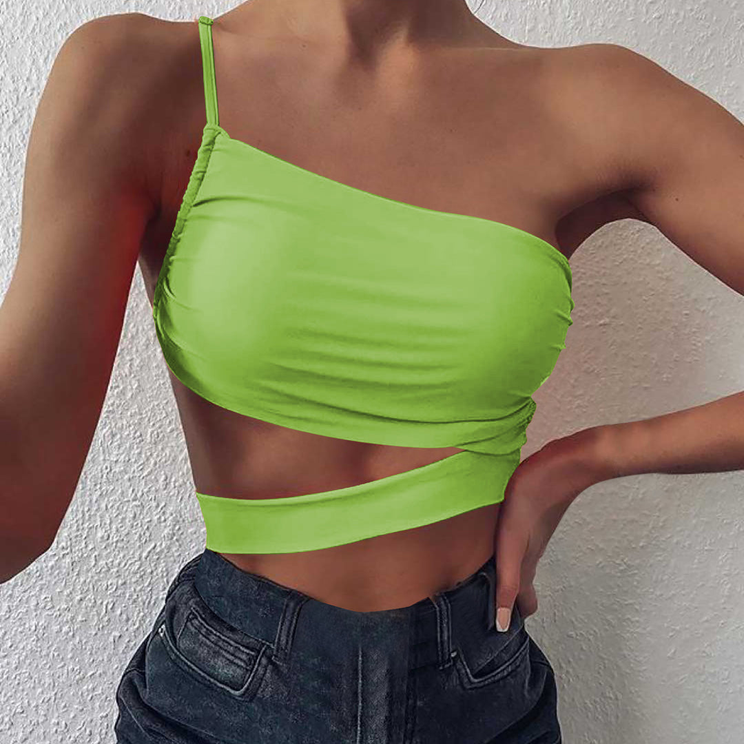 Women's asymmetrical crop top with elegant wrap design Mune Fashion