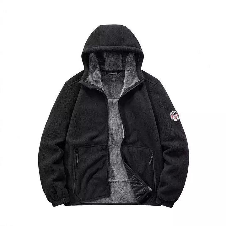Men's Insulated Fleece Hoodie Jacket with Sherpa Lining and Two-Way Zipper Mune Fashion