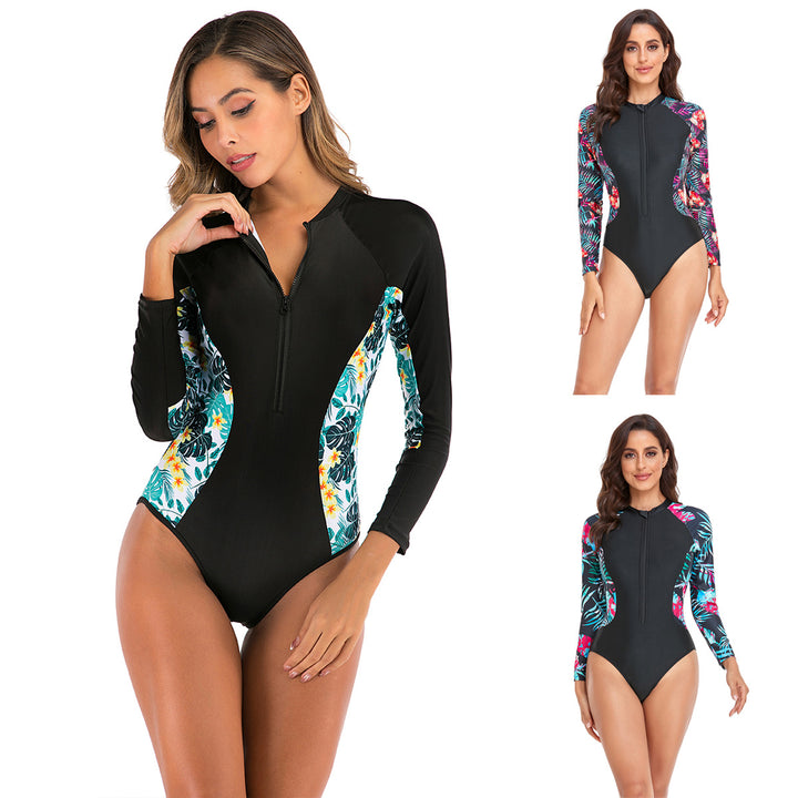 Women Long Sleeve Swimsuit with Floral Design Mune Fashion