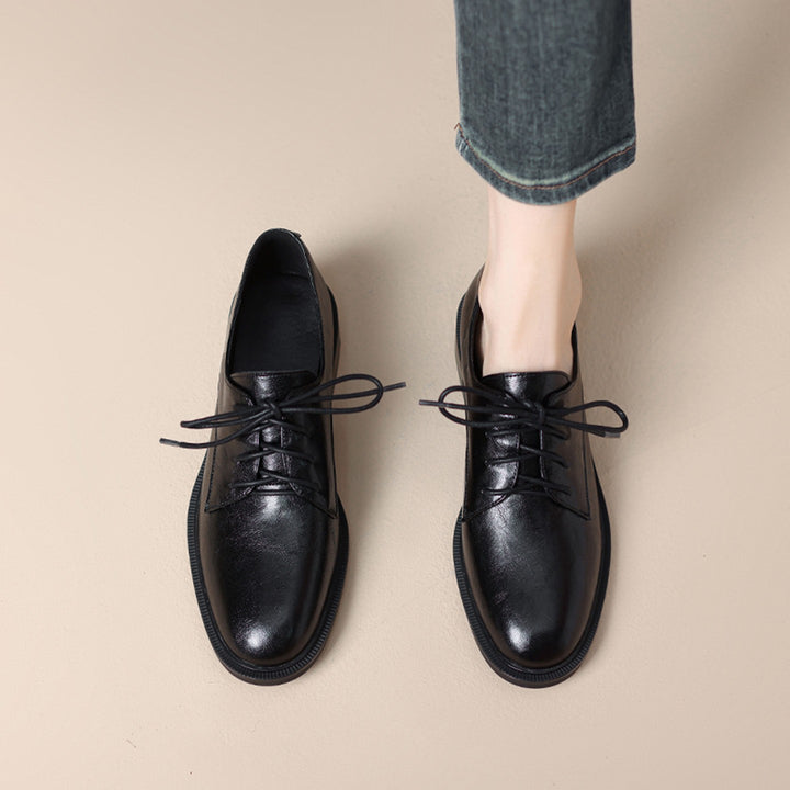 Women's Classic Leather Lace-Up Shoes Mune Fashion