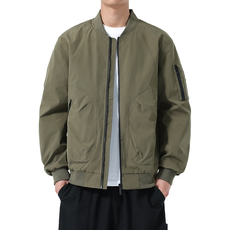 Men's Lightweight Bomber Jacket in Utility Style with Arm Pocket and Ribbed Cuffs Mune Fashion