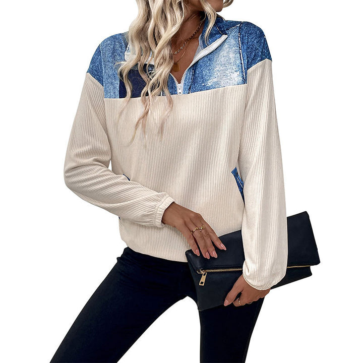 Ladies sporty pullover with zipper Mune Fashion