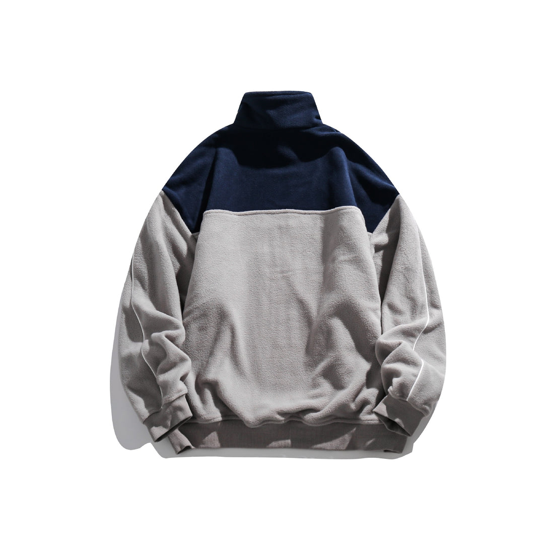 Unisex Fleece Half-Zip Pullover with High Collar, Raglan Sleeves and Contrast Panels Mune Fashion