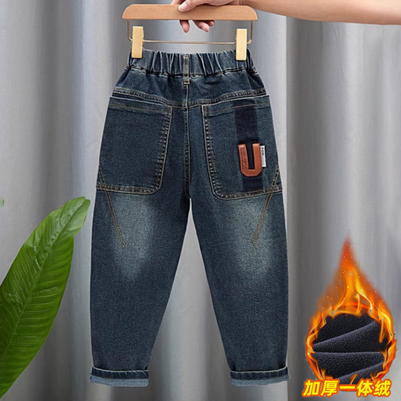 Unisex fashionable denim pants with elastic waistband and large pockets Mune Fashion