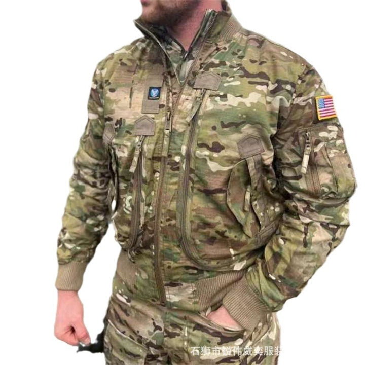 Men's pilot bomber jacket in utility style with multiple pockets, arm pocket and ribbed hem Mune Fashion