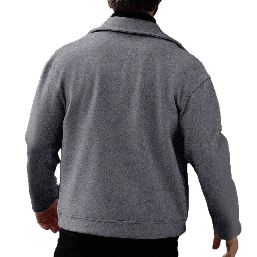 Men's Oversized Biker Jacket made of Wool Blend with Asymmetrical Zipper and Snap Button Details Drune
