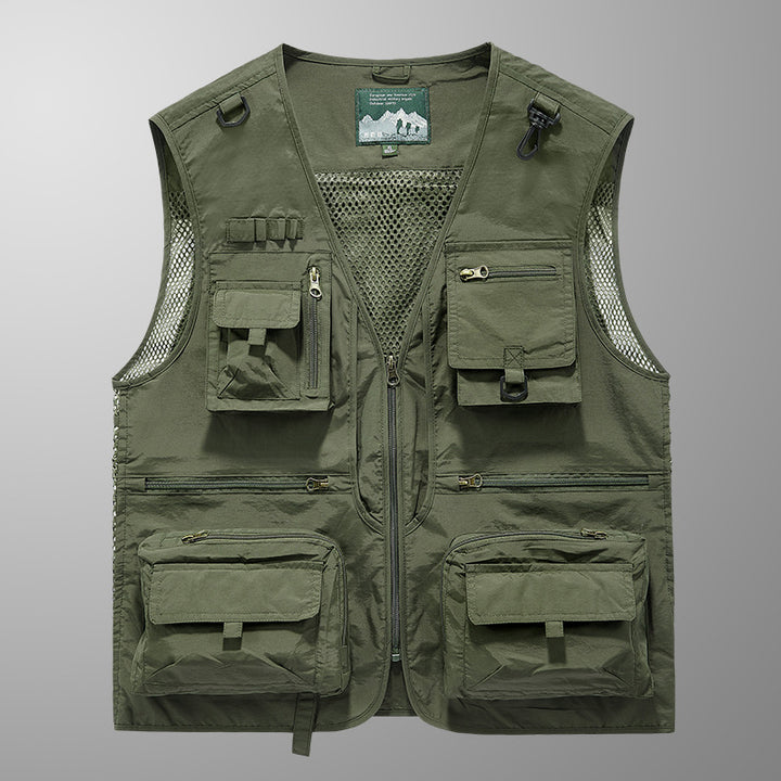 Men's Multi-Functional Outdoor Vest with Mesh Ventilation and Multiple Pockets Mune Fashion
