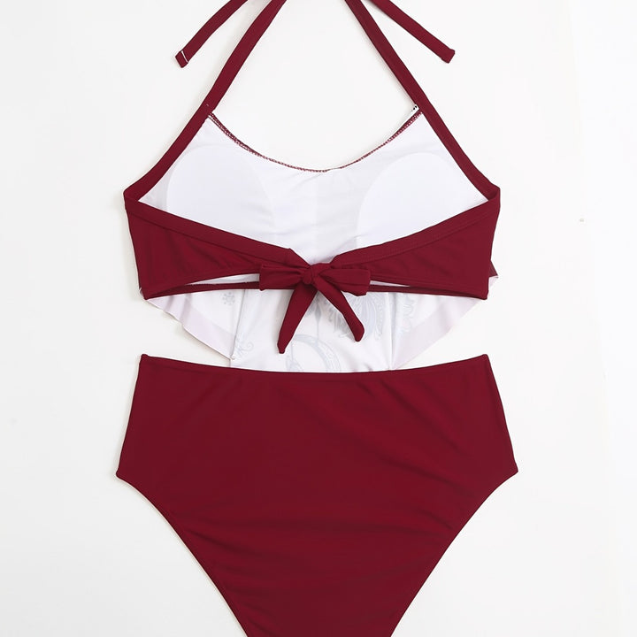 Women High-Cut Swimsuit with Artistic Print Mune Fashion