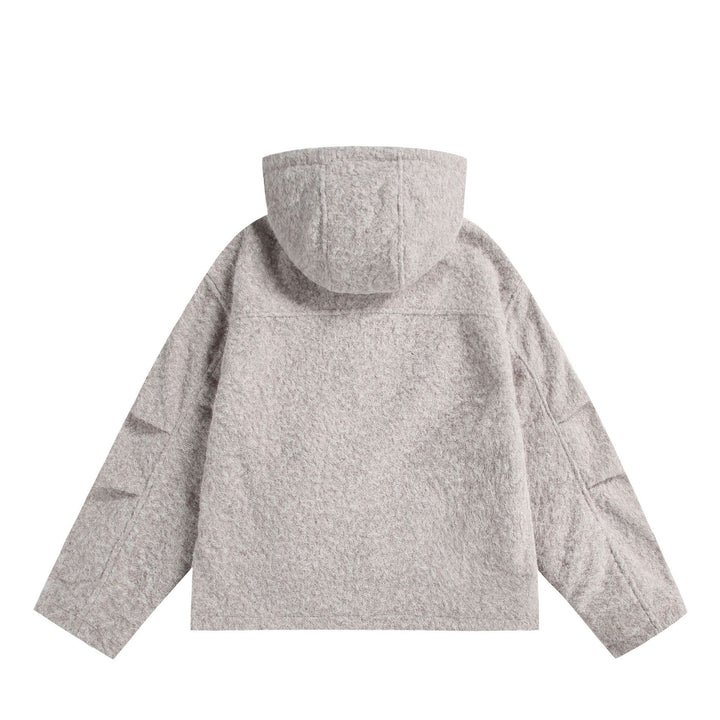 Women's hooded blouse made of wool blend with voluminous structure and zipper Mune Fashion