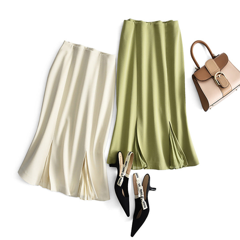 Women's elegantly cut midi skirt with drapes