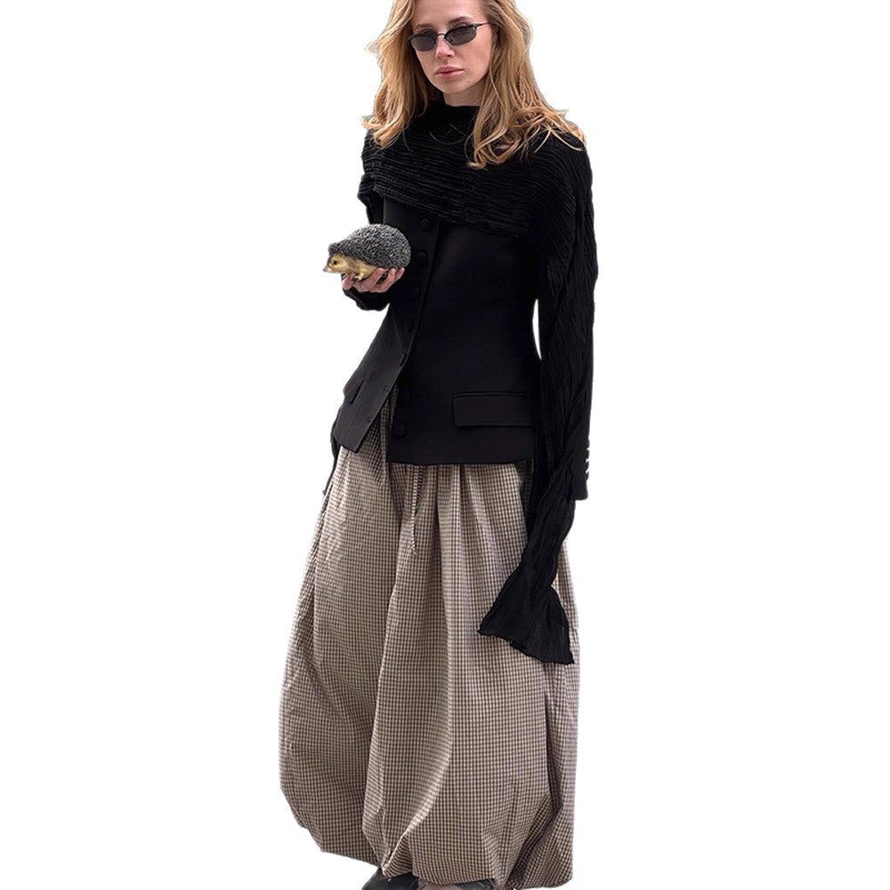 Women's Longline Wool Coat with Minimalist Button Placket, Structured Shoulder, and Classic Lapel Collar Mune Fashion