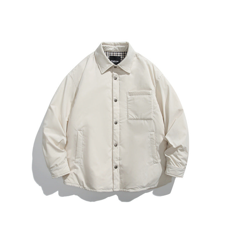 Unisex Boxy padded shirt jacket with snap buttons, chest pocket and thermal lining Mune Fashion
