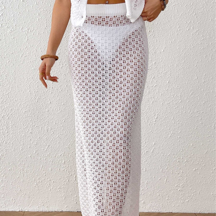 Women’s midi dress made of loose crochet material Mune Fashion