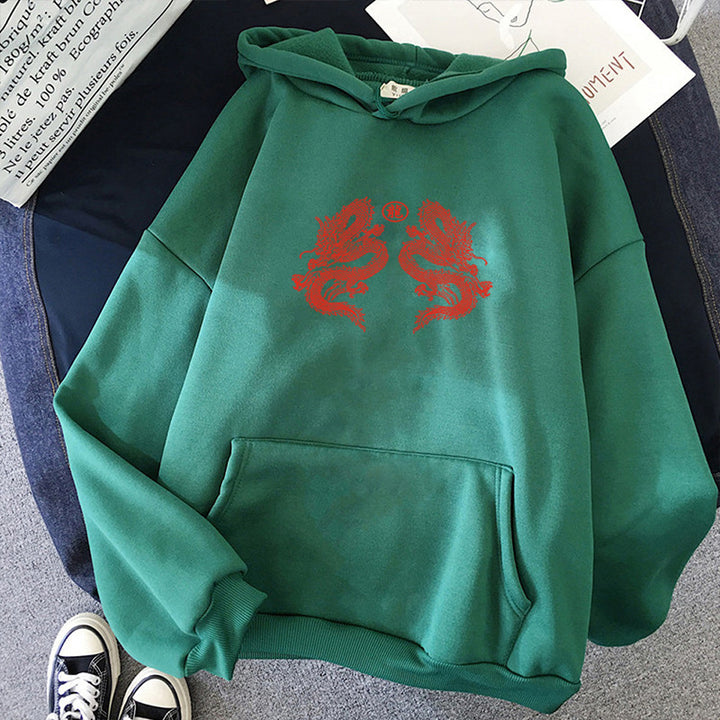 Unisex Oversized hoodie with double-sided dragon design, kangaroo pocket and ribbed cuffs Mune Fashion