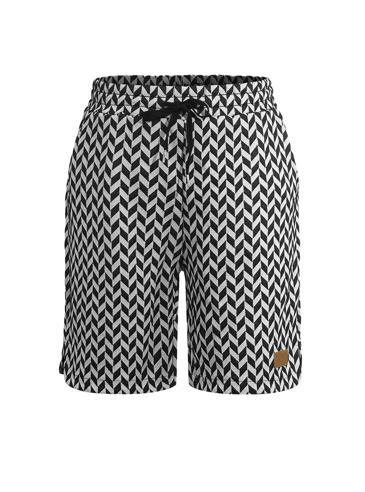 Women's Jacquard Shorts with elastic comfort waistband, drawstring and herringbone pattern Mune Fashion