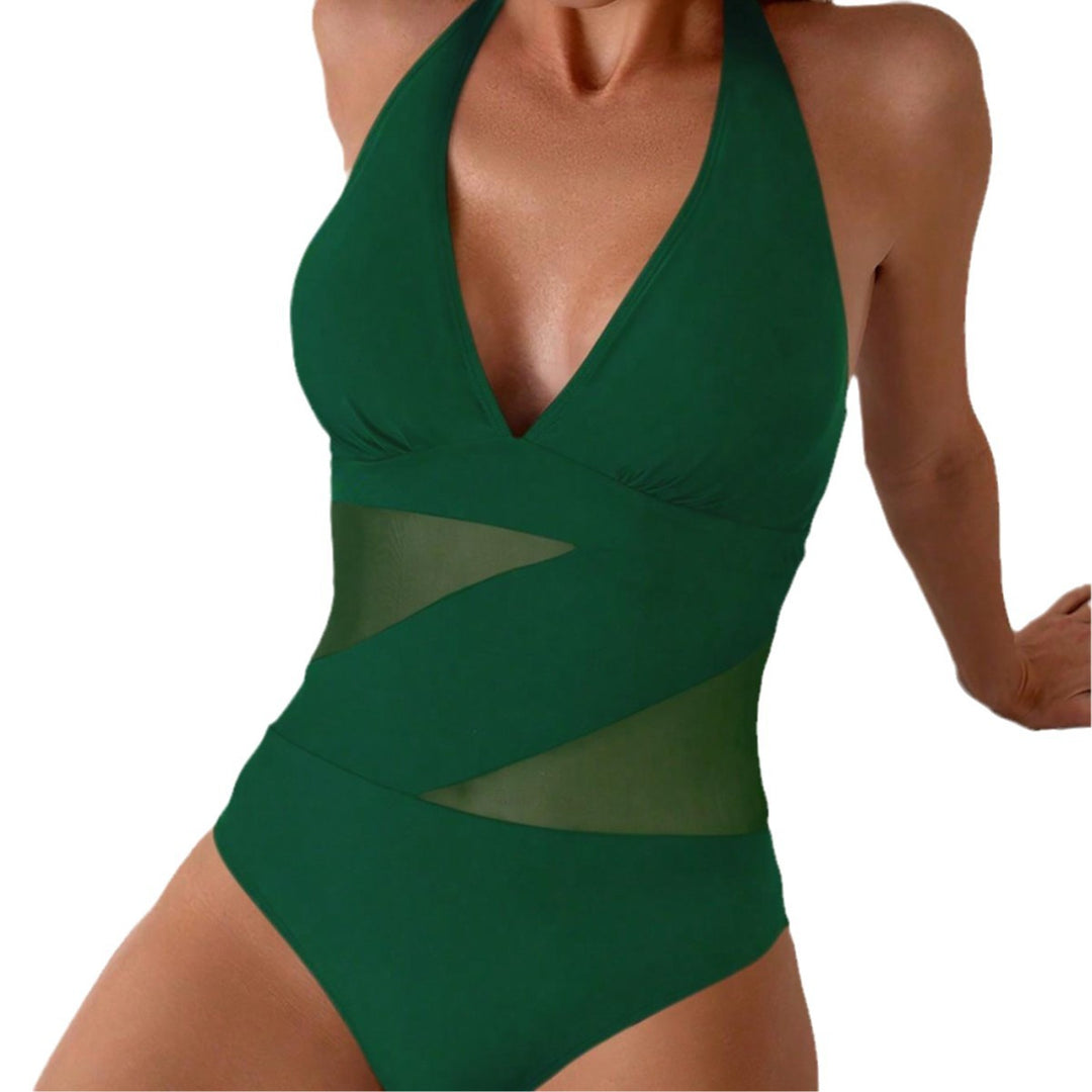 Women One-Piece Swimsuit with Fashionable Sheer Inserts Mune Fashion