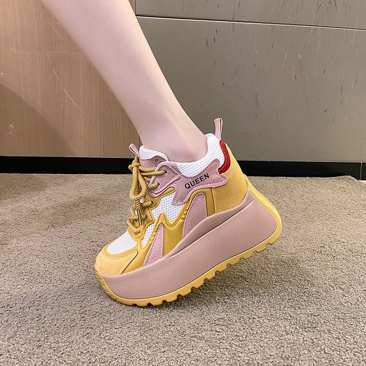 Ladies Platform Sneakers with Breathable Mesh and Sports Design Mune Fashion