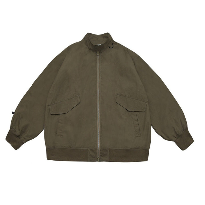 Unisex Oversize Bomber Jacket in Boxy Cut with Flap Pockets and Ribbed Hem Mune Fashion
