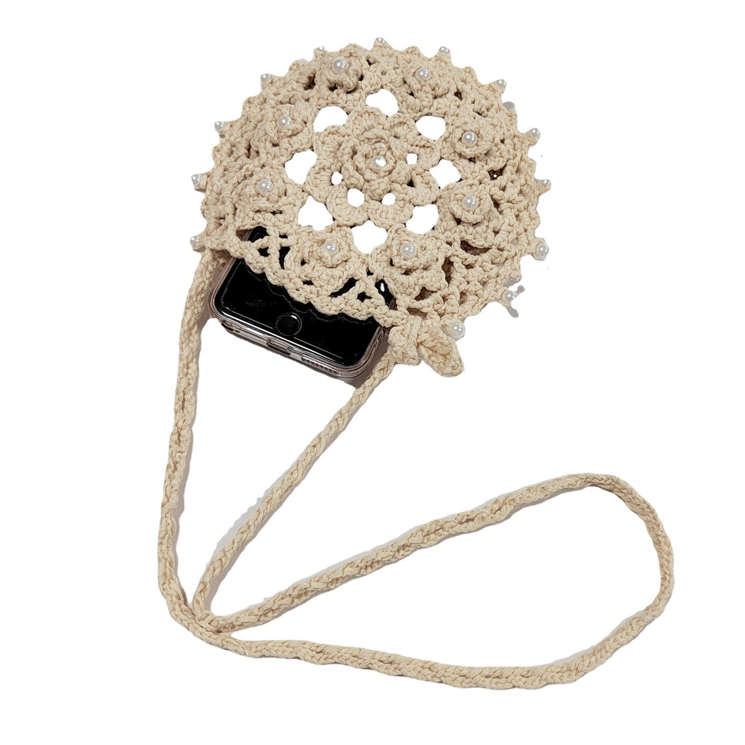 Ladies handcrafted crochet handbag with pearl embellishment Mune Fashion