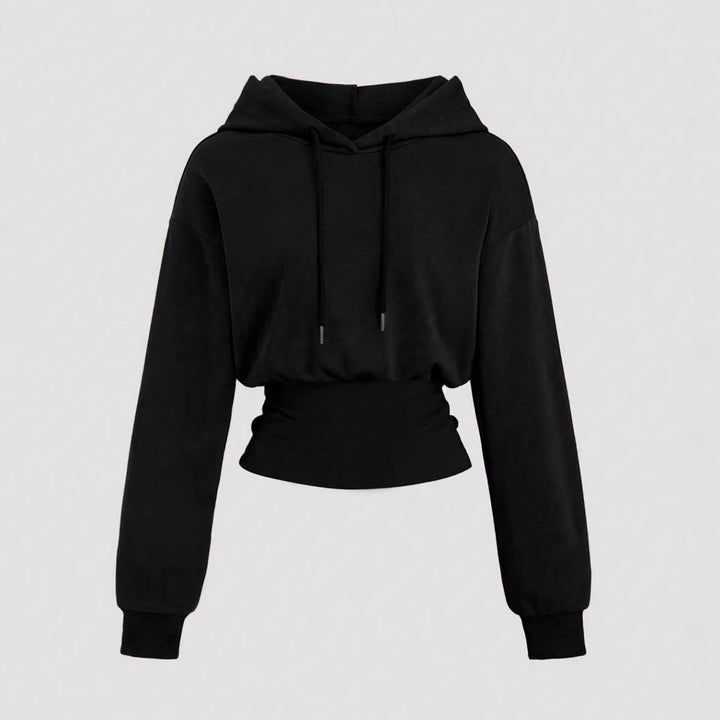 Women’s short-cut hooded sweatshirt with fitted ribbed hem Mune Fashion