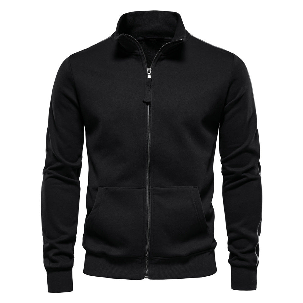 Men's sporty cotton sweatshirt jacket with stand-up collar and kangaroo pockets Mune Fashion