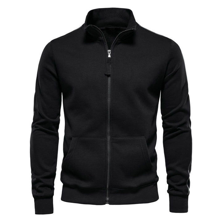 Men's sporty cotton sweatshirt jacket with stand-up collar and kangaroo pockets Mune Fashion