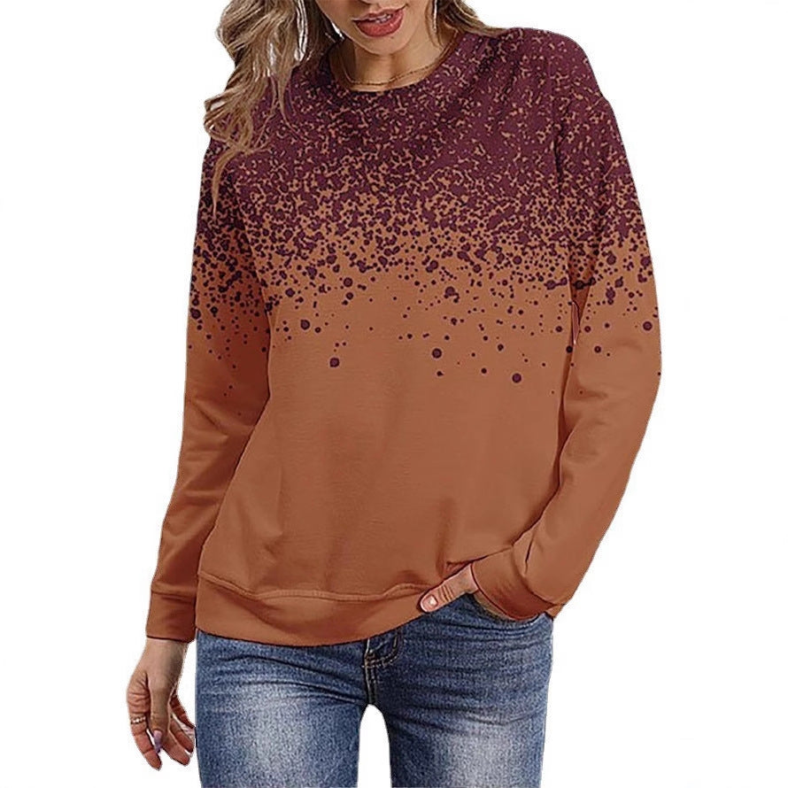 Women's sweatshirt with gradient dot print and round neck Mune Fashion
