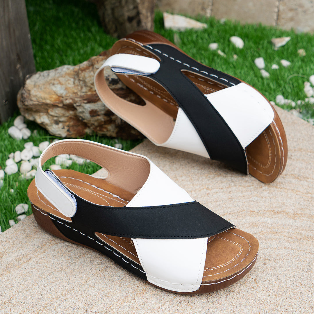 Ladies' orthopedic wedge sandals with memory foam and adjustable heel strap Mune Fashion