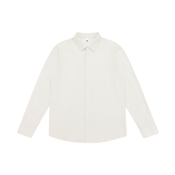 Men's Structured Knit Over-shirt with Concealed Button Placket and Ribbed Collar Mune Fashion